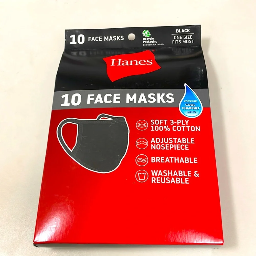 NWT Hanes 10 Face Masks